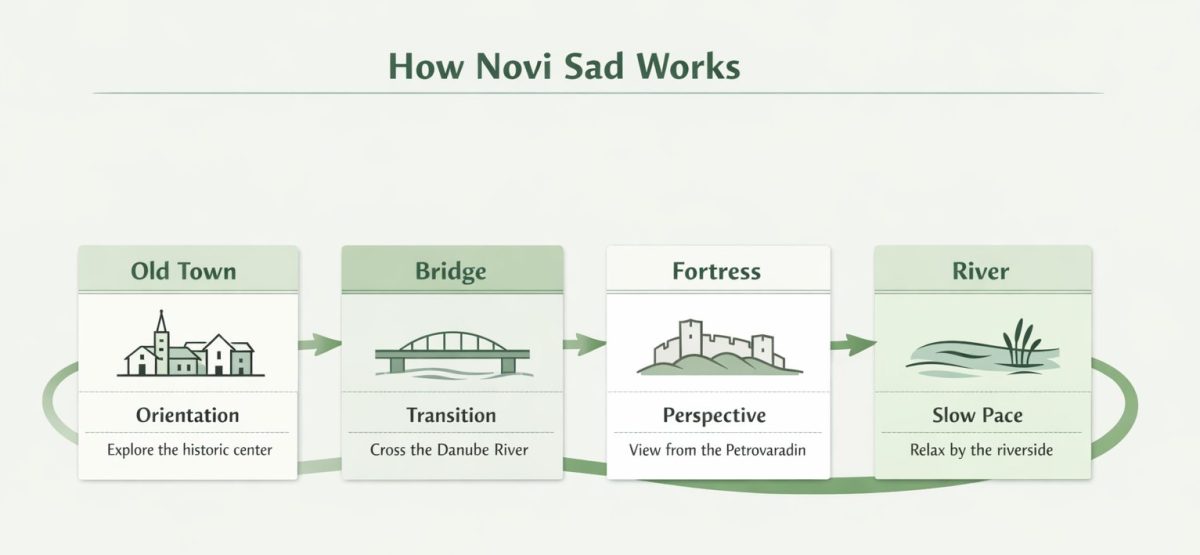 how novi sad works walking flow old town bridge petrovaradin fortress danube riverside